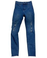 Old Navy Girls Jeggings 12 Rockstar Extra High Rise Stretch Frayed Blue Jeans