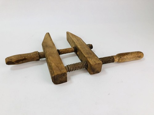 Antique Carpenter Primitive All Wood Handscrew Vise Clamp Thread Farmhouse 1800s - Picture 3 of 7