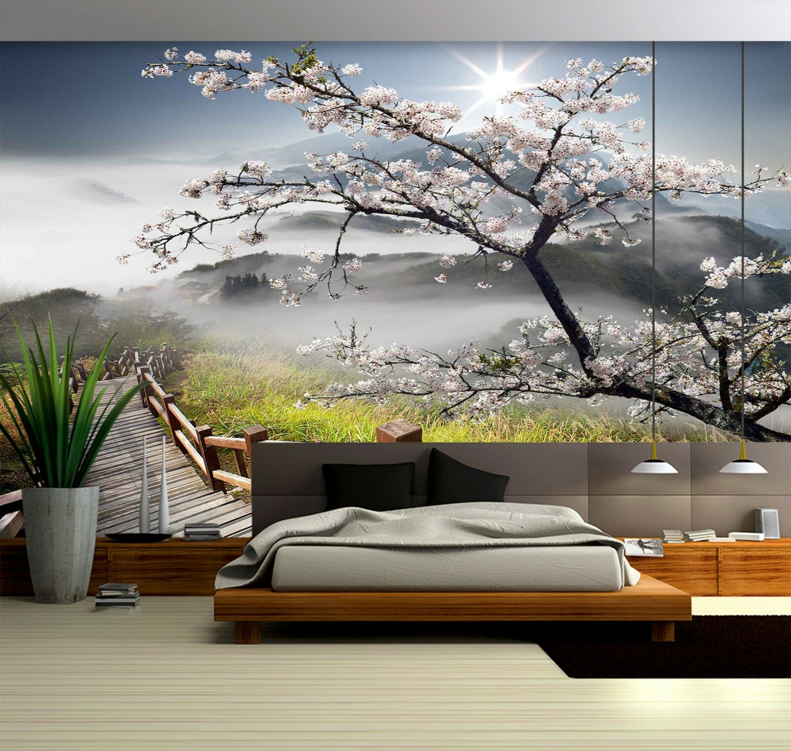 3D White Plum 1485NA Wallpaper Wall Mural Removable Self-adhesive Fay