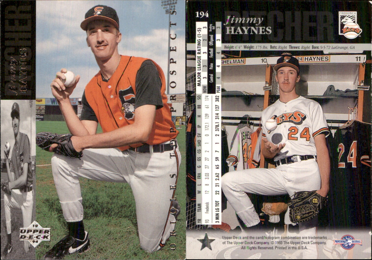 Jimmy Haynes 1994 Upper Deck Minor League #194 RC Card FREE SHIP Frederick Keys