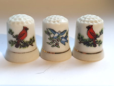 Porzellan Fingerhut Vogel, Singvogel 3x