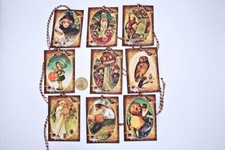 9 Halloween Vintage Theme Junk Journal Linen Cardstock Gift Hang Tags