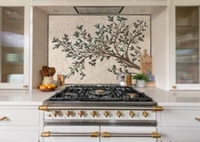 28''x20'' olive Tree Marble Mosaic Wall Art Mural Marble kitchen backsplash