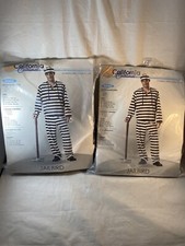 Jailbird Prisoner Convict Inmate Criminal Striped Black/White Costume Adult NIP