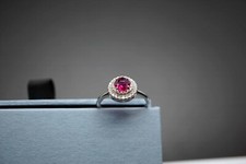Rubellite Tourmaline Ring Faceted Red Cushion Tourmaline Ring CZ Silver Ring US7