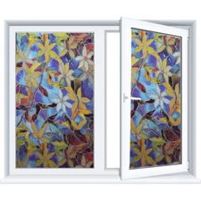 3D Static Cling Sticker Floral Stained Glass Window Film Frosted No Glue Privacy