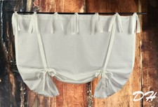 Gardine Raffrollo Landhaus weiß naturweiß 75 cm breit Raffgardine Handgefertigt