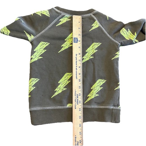 Mini Boden Boy's Sweatshirt Pullover Crewneck Green Lightening Bolt Size 4 - 5Y - Picture 3 of 6