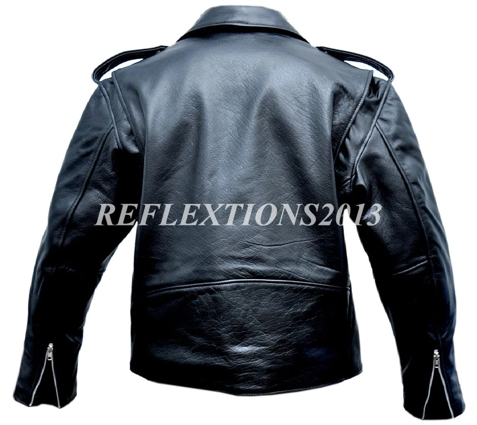 Mens Brando Leather Jacket Touring Motorbike Real Leather Biker Riding Jacket - image 2 of 3