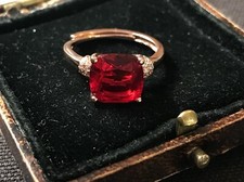 Vintage Style Jewellery Red Crystal And Zircon Ring 18K Rose Gold Plated