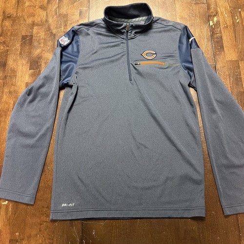 Nike Dri-Fit On FIeld Chicago Bears NFL Blu 1/4 Zip Pullover Calcio Uomo S - Foto 2 di 7