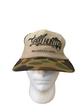 Vintage Pro Hunter Belleville Illinois Snapback Trucker Hat Camo Made In USA