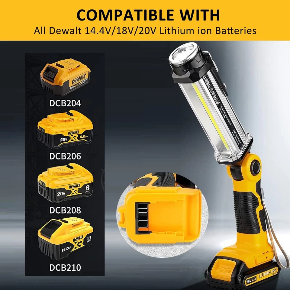 LED-Arbeitsleuchte für Dewalt 18V Akku 35W 2000LM Taschenlampe Spotlight Torch - Bild 3 von 4