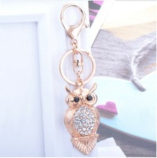 Fashion crystal keychain owl key ring bag pendant charm jewelry