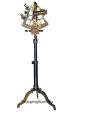 Antique Vintage Brass Sextant With Tripod Nautical Decor & Navigation Tool