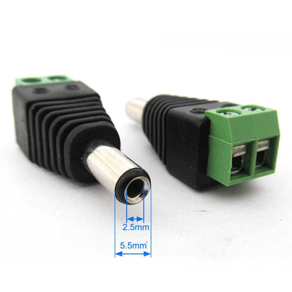 10pcs 5.5x2.5mm 2.5mm CCTV DC Power Male Plug Free Solder Terminal Connector - Image 2 of 4