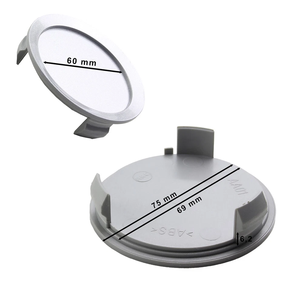 4x Coprimozzo Copricerchio Mozzi Copertura Argento Ø 75mm per Land Rover - Immagine 4 di 4