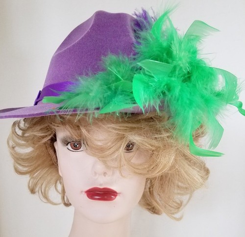 Purple Cowboy Hat With Purple Ostrich 