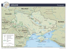 Ukraine Physical Geography Physiographic Map Country Nation Poster Print