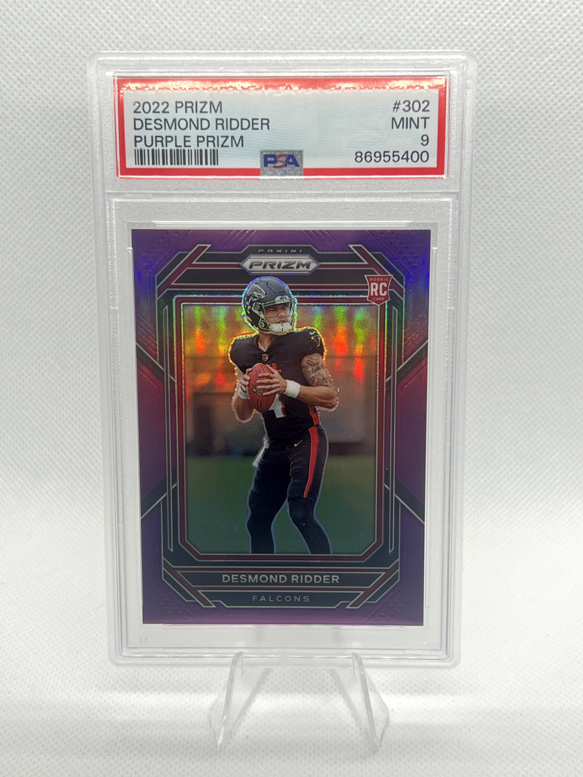 Desmond Ridder 2022 Panini Prizm 302 Purple /125 Rookie RC PSA 9