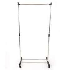 Single-bar Vertical & Horizontal Stretching Stand Clothes Rack with Shoe Shelf Y