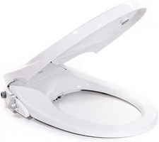 Dual Nozzle Manual Bidet Toilet Seat for Elongated Toilets with Soft Close Seat