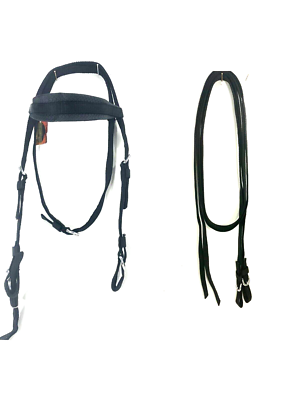 D.A. Brand Mini Pony Sized Orange/Black Nylon Headstall and Reins DA1300