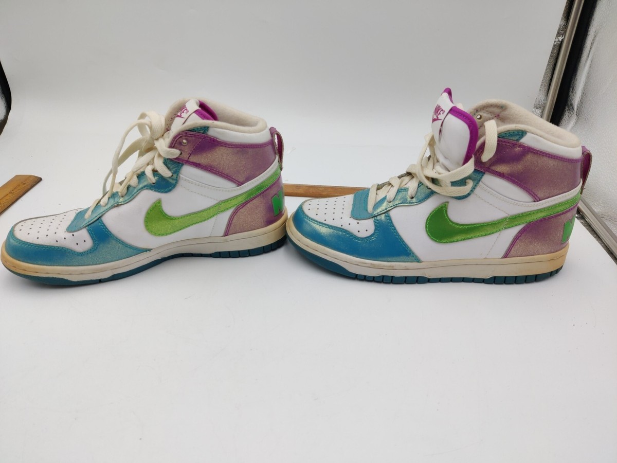 Nike Dunk High LE Sz 5Y Shimmer Teal Purple Green 344578-131 Nike Dunk High LE Sz 5Y Shimmer Teal Purple Green 344578-131