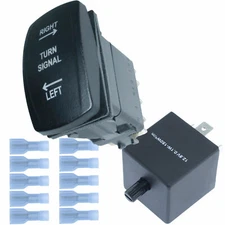 ATV UTV Rocker Switch Blue LEDs Blinker Turn Signal Kit With Led Flasher Relay