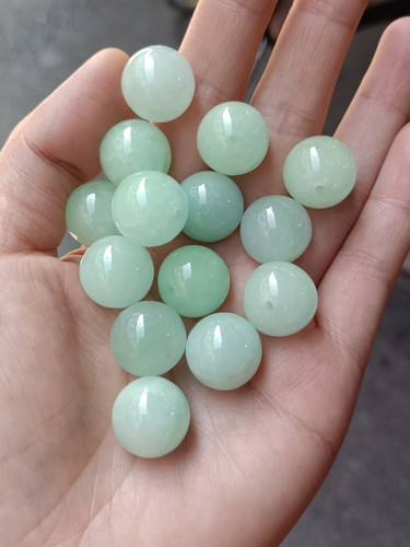 1 pz Bracciali fai da te gioielli perline di giada naturale verde giadeite 15,6 mm - Foto 4 di 8