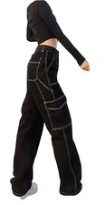 Karl Kani LOGO M Black Retro Baggy Pants 24" back elastic 26 X32" Cargo NWT 2119