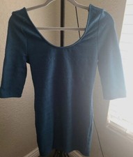 Material Girl Women's Cocktail Dress Size Medium Teal Long Sleeves Short