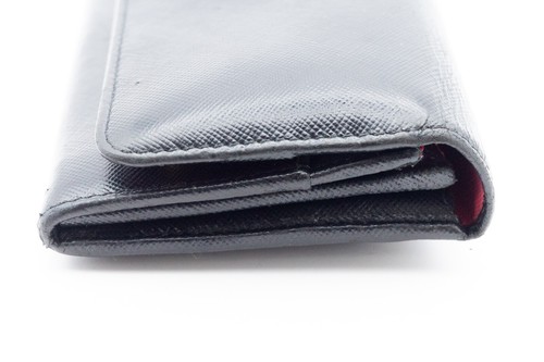 PRADA Leather Long Bifold Wallet Saffiano Black Authentic from JAPAN - Picture 13 of 19