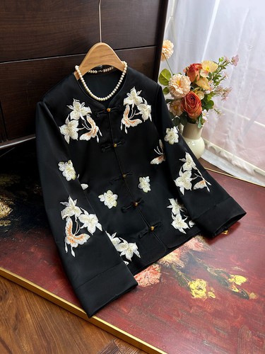 New Embroidered Acetate Jacket Retro Chinese Style Elegant Tang Costume Women - Picture 13 of 21