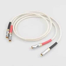 Pair OCC Silver Plated HIFI Audio Cable 75Ohm Coaxical RCA Interconnect Cable 