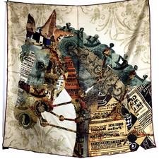 26"x26"Horse Head Print Pure Mulberry Twill Silk Double-sided Scarf 65x65cm6-6