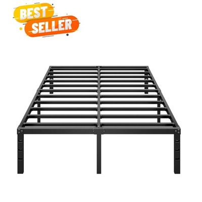 Elegant 12-Inch Metal Platform Bed Frame - Queen Size, No Box Spring Needed