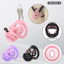 Sissy Male Spike Cage Chastity Device with CB Lock Abstinence Lock with 6 Rings