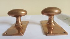 A Pair of Antique Solid Brass Oval Door handles with Back plates