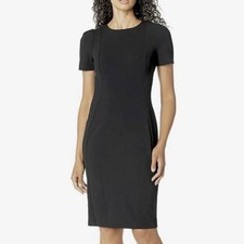 Calvin Klein Black Stretch Crepe Puff Sleeve Sheath Dress Size 12