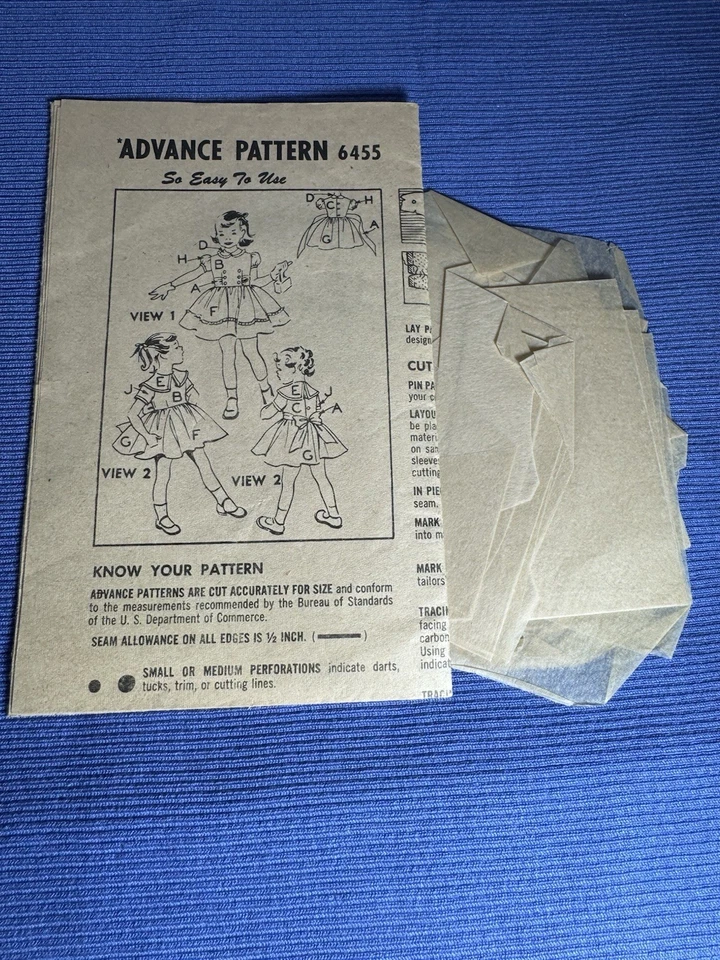 VTG Advance Sewing Pattern 6455 Girls Party Dress SZ 4 CUT BUT COMPLETE 1950’s - Image 4 of 4