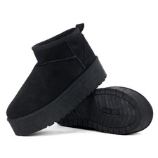 BLACK Platform Snow Boots for Women Mini Boot Ankle Boots Winter Boots Outdoor