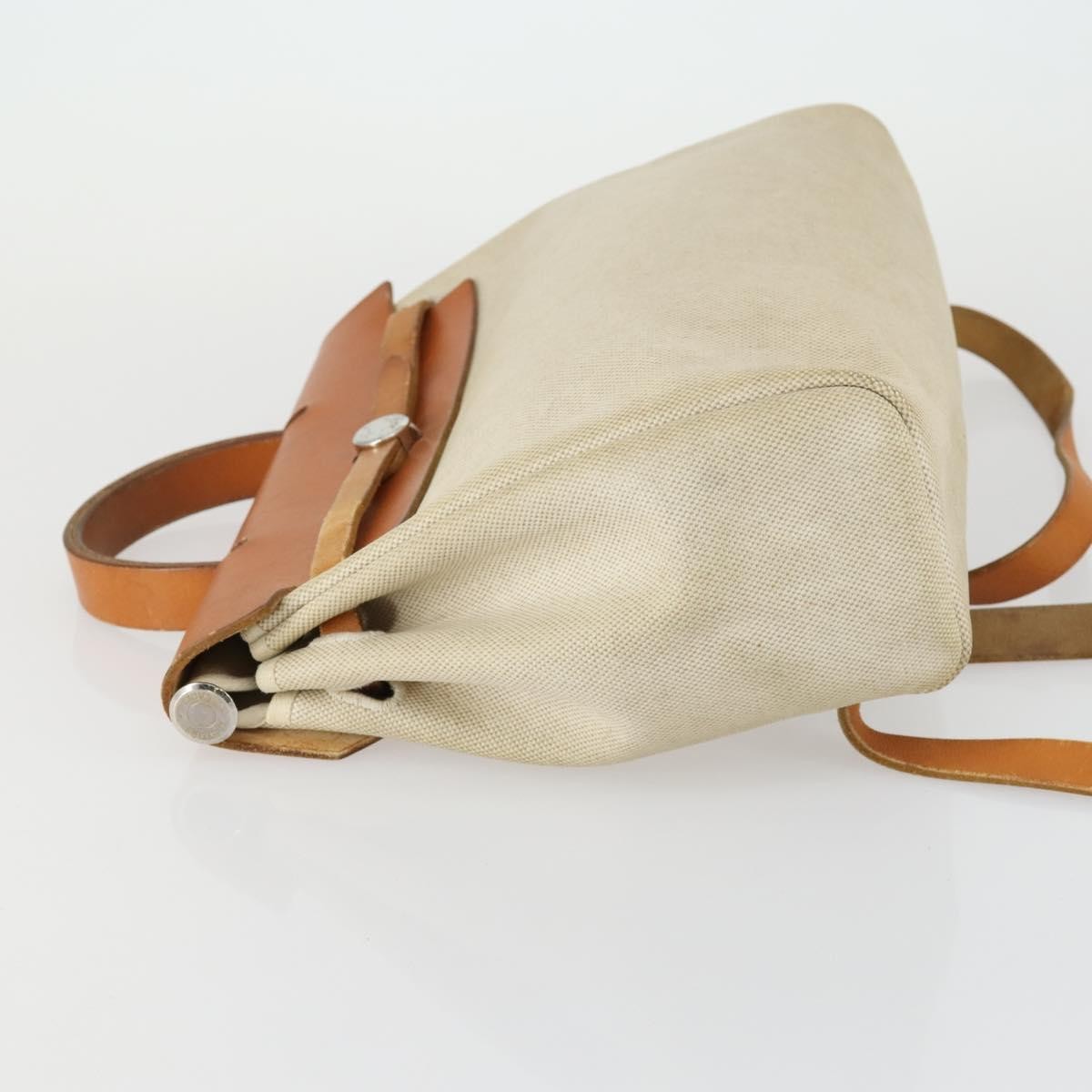 HERMES Her Bag a Dos - Cream Brown Toile H Box Calf Square E Backpack Hermes Herbag A Dos Backpack Toile Beige Canvas Backpack | eBay main image 3