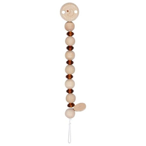 Wooden Baby Soother Chain Amber Clip On Childrens Toddler Accessory