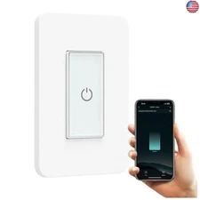 Nexete Smart Light Switch,2.4GHz Wi-Fi Single Pole Touch Switch, Timmer Voice