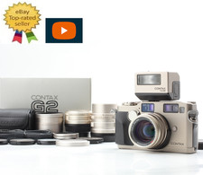 3 Lens Near MINT Contax G2 Film Camera 45mm 28mm 90 mm Flash TLA200 From JAPAN