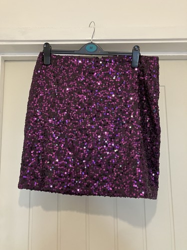 Ladies Pied A Terre Size 12 Purple Sequin Mini Skirt