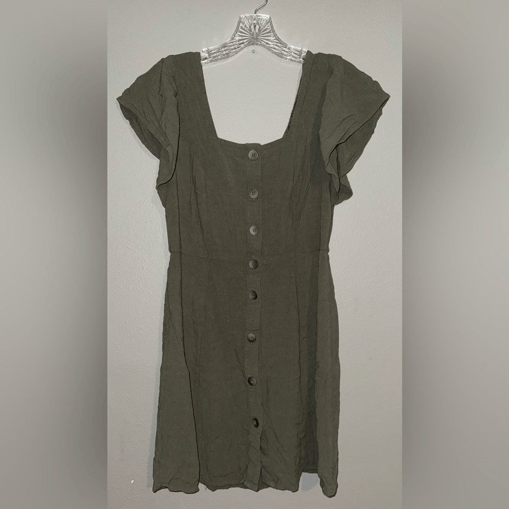 Universal Thread Army green Button-Front Mini Dre… - image 1