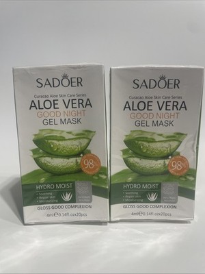 Sadoer Aloe Vera Good Night Gel Mask,2 PACK, .14 oz X 20 pcs per box,Exp 04/27