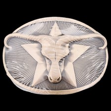 Solid Brass Texas Lone Star Longhorn Bull Vintage Belt Buckle